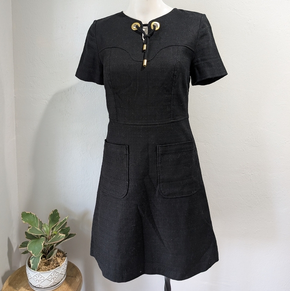 Boden ottoman black‎ knitted dress tie neck size 6 - Picture 2 of 8